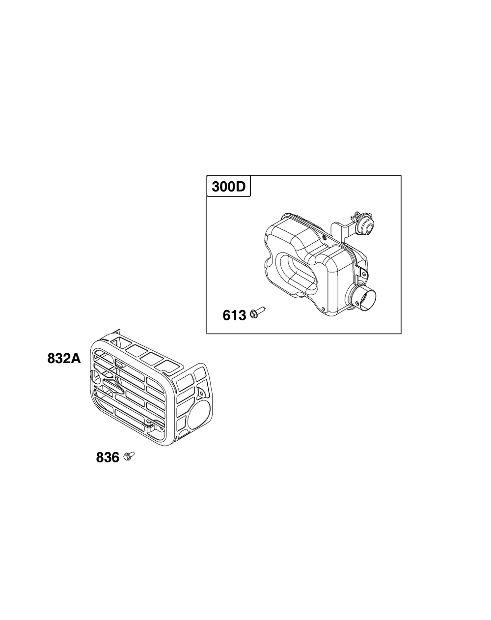 Exhaust Group Diagram and Parts List for 100000 - 19Z999 Briggs and Stratton Engine